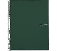 6 Bandes Couleurs, A4, 150 Feuilles Quadrillées 5mm, Papier Microperforé 70g, 4 Trous, Couverture Polypropylène Opaque, Vert