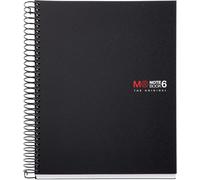 6 Bandes Couleurs, A5, 150 Feuilles, Ligné 7 Mm, Papier Microperforé 70 G, 2 Trous, Couverture Polypropylène Opaque, Noir