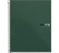 6 Bandes Couleurs, A5, 150 Feuilles Quadrillées 5mm, Papier Microperforé 70g, 2 Trous, Couverture Polypropylène Opaque, Vert