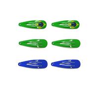 6 barrettes cheveux clic clac 5cm Drapeau Brésil Bleu Vert
