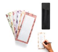 6 Bloc Notes Magnétique, Motifs Fruits Blocs Mémo Magnétique avec Pot Stylo et Boîte à Cocher, Amovibles Cahier Aimanté pour Listes de Tâches, Listes Épicerie, Prise de Notes, 50 Feuilles/Pièce