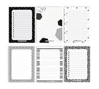 6 Blocs-notes vierges au design libre pour les rendez-vous, les listes de choses à faire, les listes de courses et bien plus encore - Noir blanc - Série de 16 blocs-notes - 10,5 x 14,8 cm