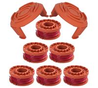 6 Bobine+2 Capuchons de bobine,Ø1.65 mm 3 mètres,Compatible avec WORX 20V Grass Trimmers WG180 /WG163/ WG175,Bobine de fil de rechange