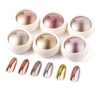 6 BoîTe Poudre D'Ongles En Or Rose,Effet Miroir MéTallique Brillant,Chrome Pigments Avec Paillettes Pou La DéCoration D'Art D'Ongle