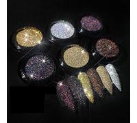 6 Boîtes 0.5g Nail Cristal Diamant Poudre Nail Glitter Pigment Manucure Décorations Brillant Laser Éblouissant Disco Style