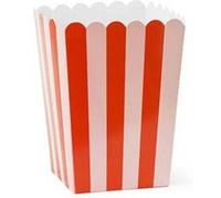 6 boîtes à pop-corn rayures 11x15.5cm rouge rose - générique pop16