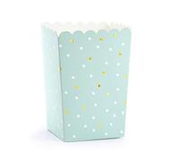 6 Boîtes à Popcorn en Carton Menthe à Pois 7 x 7 x 12,5 cm