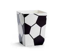 PartyDeco Boîtes à popcorn Football 6 pièces Noir