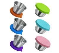 6 boîtes à vinaigrette Petits récipients à vinaigrettes en acier inoxydable de 50 à 70 ml, petits contenants à sauces, récipients à condiments avec couvercle (6PC-70ml)