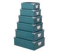 6 boîtes coin métal bleu pétrole - 5 five simply smart