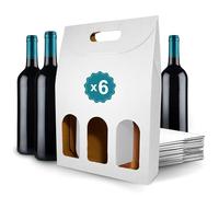 6 Boîtes en Carton Blanc Vides pour 3 Bouteilles de Vin 27x9x40 cm | Emballage pour Bouteille de Vin pour Cadeaux de Noël, Pâques, Anniversaire, pour les Caves à Vin
