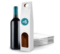 6 Boîtes en Carton Blanc Vides pour Bouteille de Vin 8,5x8,5x39 cm | Emballage pour Bouteille de Vin pour Cadeaux de Noël, Pâques, Anniversaire, pour les Caves à Vin