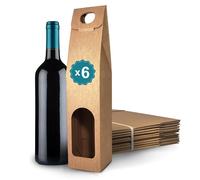 6 Boîtes en Carton Marron Vides pour Bouteille de Vin 8,5x8,5x39 cm | Emballage pour Bouteille de Vin pour Cadeaux de Noël, Pâques, Anniversaire, pour les Caves à Vin