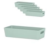 6 boîtes rangement 6cm Vert 25x10x6cm 1l Panier Organiseur tiroir