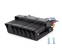 6 - Boîtier de commande avec interrupteur pour rockers de gang, avec panneau à bascule rouge rétroéclairé pour l’activation/désactivation, interrupteur électrique universel 12-24