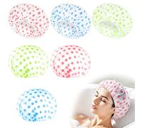 6 Bonnet de Douche Femme Imperméables Réutilisables Charlotte Cheveux Douche pour Enfants et Adultes avec Bandes Élastiques Confortables pour Bain Spa Maquillage Maison