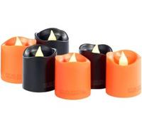 6 bougies à LED spécial Halloween - coloris orange et noir Lunartec