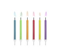 6 Bougies d'anniversaire flamme colorée 6 cm - Multicolore