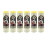 6 Bougies de Neuvaine Sainte Thérèse 17,5 cm - Bougie Neuvaine - Culte Chrétien en Cire végétale