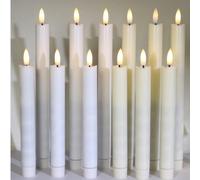 6 bougies flamme sans fil d'ivoire, bougies de dîner à mèche LED 3D vacillante et chaude, bougies de fenêtre pour la décoration de la maison, le mariage et Noël (sans pile) 19 cm Blanc,19cm beige,25cm