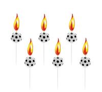 6 bougies modèle ballon de football, pour décoration de gâteau