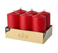 6 bougies piliers Ø 60 mm · 115 mm rouge PS17997