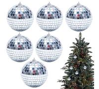 6 Boules à Miroir Disco - Argenté - pour Sapin Noël, Mariage, fête d'anniversaire, décoration