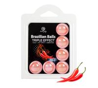 Secretplay Set 6 boules brésiliennes – Triple effet froid, chaud et vibration – Huile massage 24 g