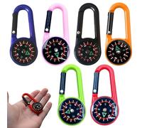 6 boussoles avec Mousqueton, Porte-clés Multifonctionnel coloré, Mini-Boussole Portable pour Le Camping en Plein air et la randonnée (6 Couleurs)