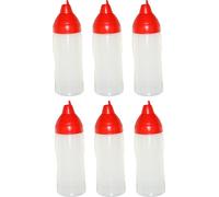 6 bouteilles à écraser rouges 350 ml sans gouttes Bouteilles de ketchup Bouteille de moutarde Bouteille de mayonnaise