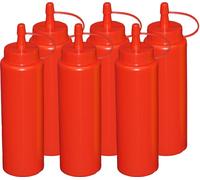 6 bouteilles à pincer rouges de 0,26 litre Bouteille doseuse Bouteille distributrice Vinaigrette