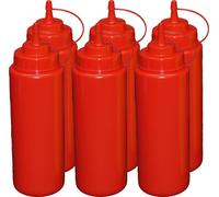 6 bouteilles à pincer rouges de 1 litre Bouteille doseuse Bouteille distributrice Vinaigrette