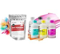 6 bouteilles de 250 ml d'encre, 500 g de poudre de transfert, kit de poudre d'encre DTF