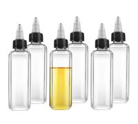 6 Bouteilles d'huile à presser en plastique, 100ml Bouteilles Distributrices de Pression, Bouteille à Presser, Flacons Doseurs avec Caps, Pour Huile d'Olive, Sauce, Vinaigre, Récipient d'Huile