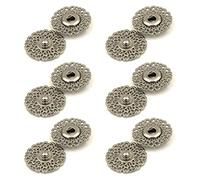 6 boutons pression en métal, 15 mm, 18 mm, 21 mm, 25 mm, 30 mm, motif fleur ciselé, à coudre, pour manteaux, Silver, 30mm