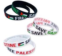6 Bracelet en Caoutchouc Nouveau Bracelet Drapeau Palestinien Bracelet Drapeau Palestine Trois couleurs Bracelet en Caoutchouc Sport