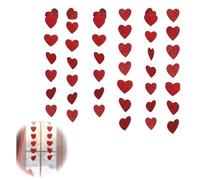 6 Brins Guirlande Cœur Rouge Total 12M Anti-Emmêlement, Installation Rapide. Décoration Saint Valentin Romantique & Durable pour Fête, Anniversaire, Mariage & Fiançailles
