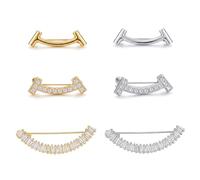 6 Broches de Col pour Vêtements, Strass et Métal Mixte | Lot de broches en alliage, modèles miroir et strass, tailles variées, pour cacher les décolletés et styliser vos tenues