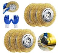 6 Brosse Debroussailleuse 1 Paire de Gants Brosse Metallique Diametre 115Mm | Compatible avec pour Gl-or-ia Wee-dbr-ush Nettoyer Les Mauvaises Herbes Mousses et Saletes Dans Les Joints