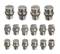 6 buses plates pour machine de nettoyage haute pression en forme d'éventail avec filetage extérieur Buse en acier inoxydable 304 diamètre 0,66-3,6 mm (25°/40°/65°/80°/95°/110°) 3/8 2.8mm(0.11in) 110°