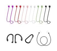 6 câbles d'écouteurs de 55 cm et 1 Paire de Boucles d'oreilles et 1 Paire de Boucles d'écouteurs en Noir et Blanc, câble d'écouteurs Bluetooth Anti - Perte, en Silicone Souple Anti - Perte