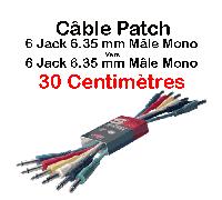6 Câbles Jack 6,35 Mono Mâle vers Jack 6,35 Mono Mâle Longueur 30 cm Chacun