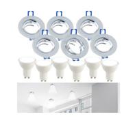 6 cadres encastrables coloris argenté avec 6 spots LED Luminea