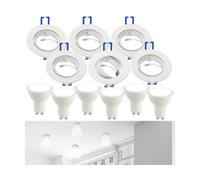 6 cadres encastrables coloris blanc avec 6 spots LED Luminea
