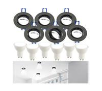 6 cadres encastrables coloris noir avec 6 spots LED Luminea