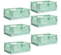 6 Caisse Pliable Empilable Cagettes Pliable Paniers Rangement avec Poignée Panier Rangement pour Vert 15×10×6cm CAISSE DE TRANSPORT