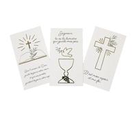 6 CARTES DE REMERCIEMENTS COMMUNION BLANC ET OR