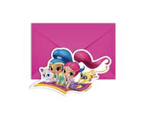 6 Cartes Dinvitations Et Enveloppes Shimmer And Shine 14 X 9 Cm Taille Unique Rose