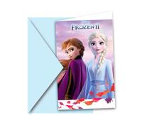 6 Cartons d'invitations et enveloppes La Reine des Neiges 2