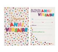 Santex - 6 CARTONS Invitation Anniversaire Pois COLORÉ